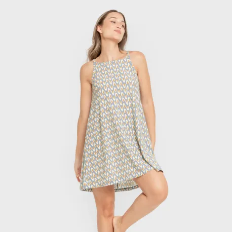 Vestido curto alças crepe Zac água marinha vestidos-mulher