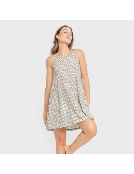 Vestido curto alças crepe Zac água marinha vestidos-mulher