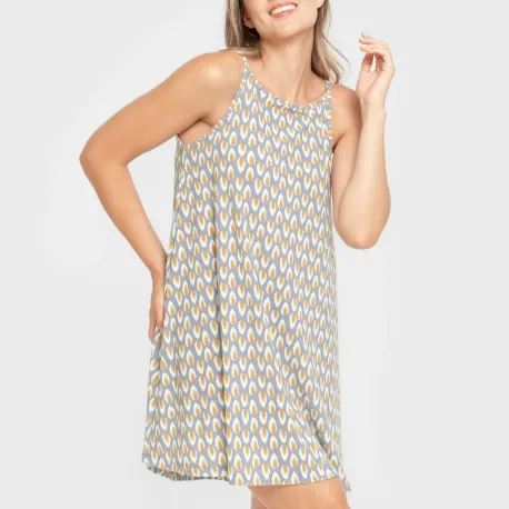 Vestido curto alças crepe Zac água marinha vestidos-mulher