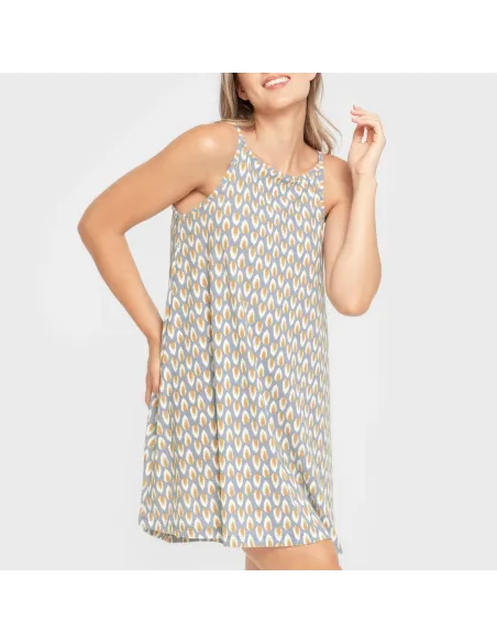 Vestido curto alças crepe Zac água marinha vestidos-mulher