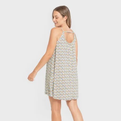 Vestido curto alças crepe Zac água marinha vestidos-mulher