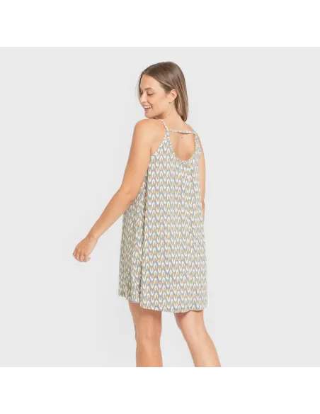 Vestido curto alças crepe Zac água marinha vestidos-mulher