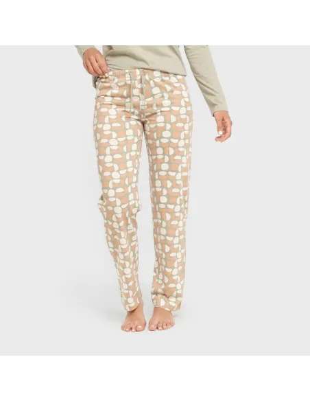 Pijama algodão Tebas verde caça pijamas-compridos-de-mulher