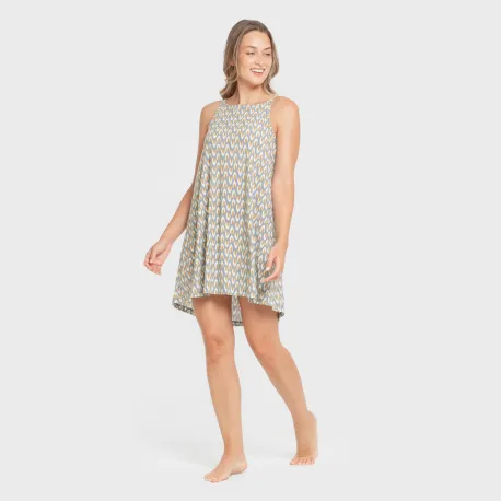 Vestido curto alças crepe Zac água marinha vestidos-mulher