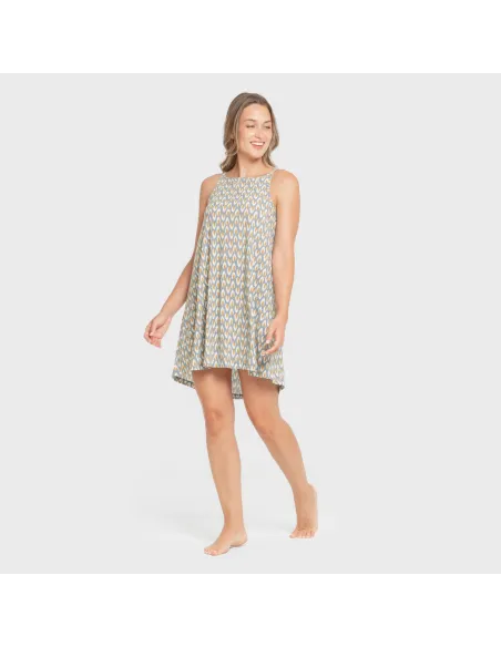 Vestido curto alças crepe Zac água marinha vestidos-mulher