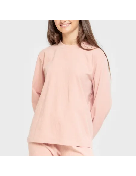 Pijama canelado Raya ancha roupa-para-estar-por-casa