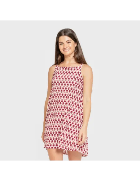 Vestido curto alças crepe Utah marsala vestidos-mulher