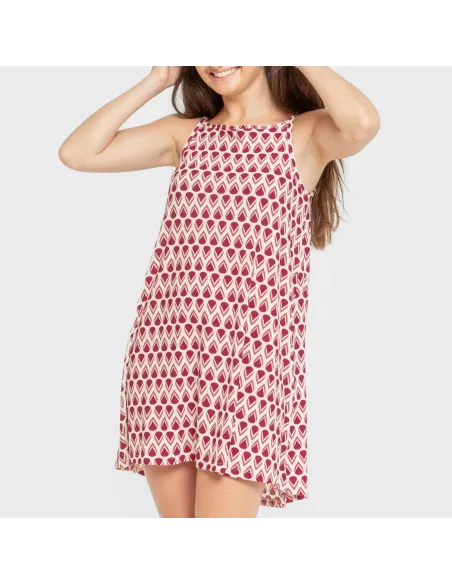 Vestido curto alças crepe Utah marsala vestidos-mulher