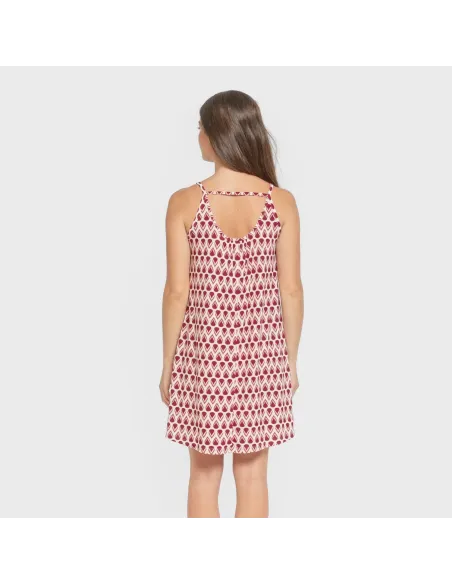 Vestido curto alças crepe Utah marsala vestidos-mulher