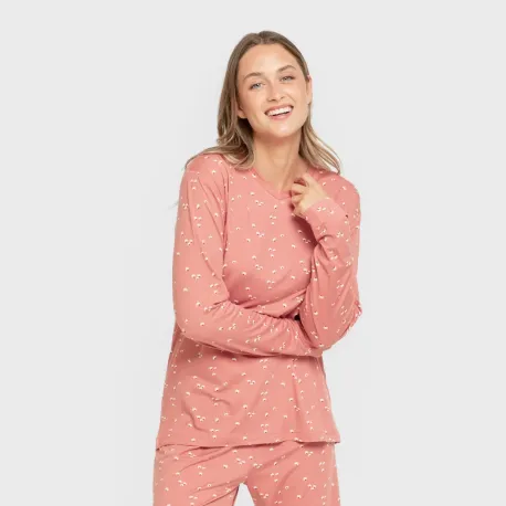 Pijama mulher soft Tabitha marsala pijamas-compridos-de-mulher