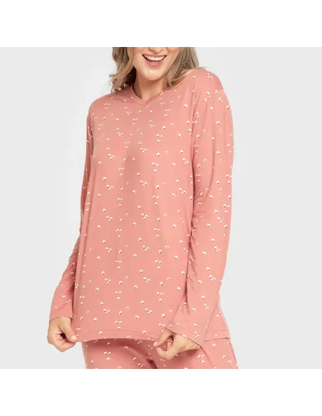 Pijama mulher soft Tabitha marsala pijamas-compridos-de-mulher