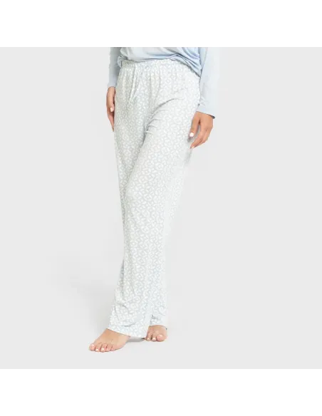 Pijama mulher soft Clau celeste pijamas-compridos-de-mulher