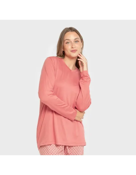 Pijama mulher soft Leonor marsala pijamas-compridos-de-mulher