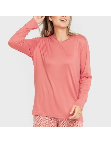Pijama mulher soft Leonor marsala pijamas-compridos-de-mulher