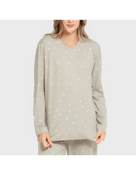 Pijama mulher soft Ambarina verde caça pijamas-compridos-de-mulher