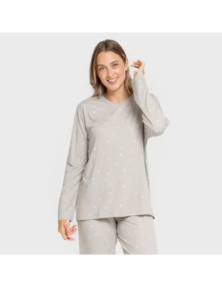 Pijama mulher soft Ambarina cinza pijamas-compridos-de-mulher