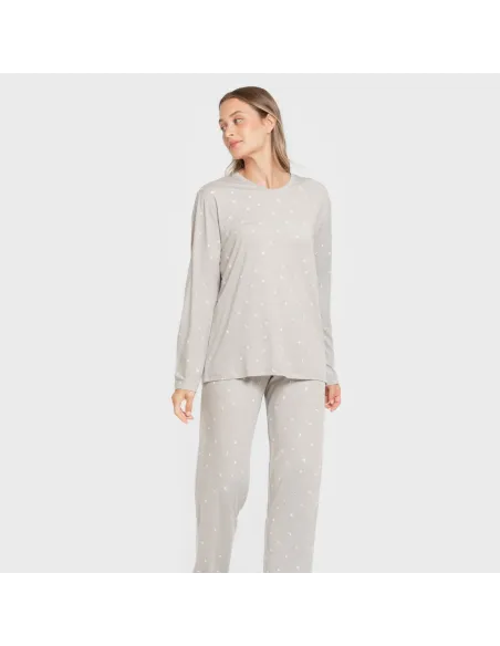 Pijama mulher soft Ambarina cinza pijamas-compridos-de-mulher