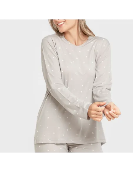 Pijama mulher soft Ambarina cinza pijamas-compridos-de-mulher