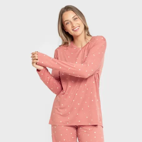 Pijama mulher soft Ambarina marsala pijamas-compridos-de-mulher