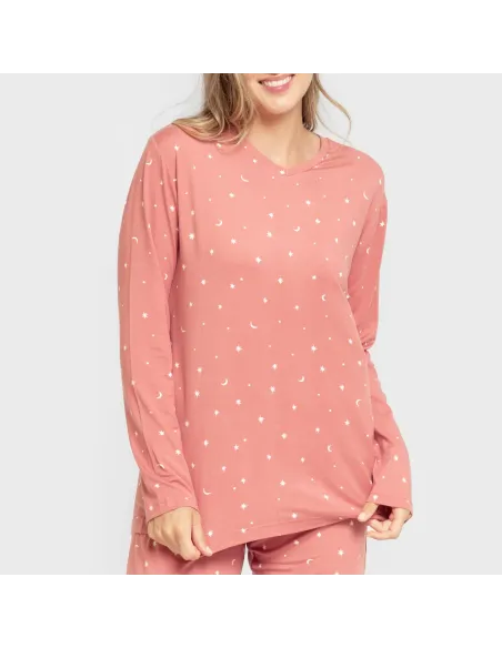 Pijama mulher soft Ambarina marsala pijamas-compridos-de-mulher