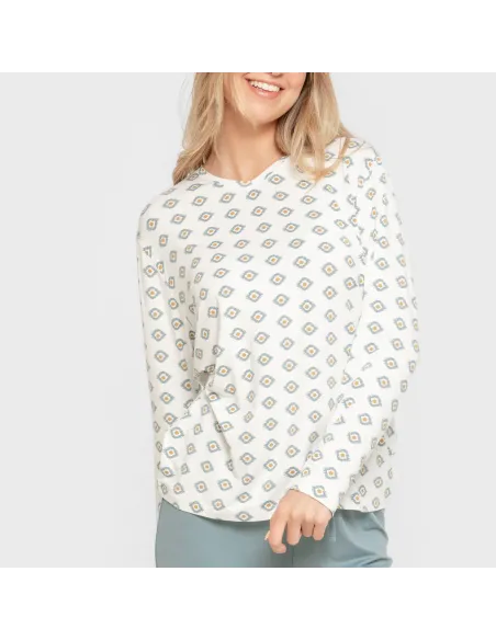 Pijama mulher soft Joy água marinha pijamas-compridos-de-mulher
