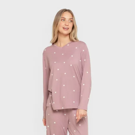 Pijama mulher soft Choer beringela seco pijamas-compridos-de-mulher