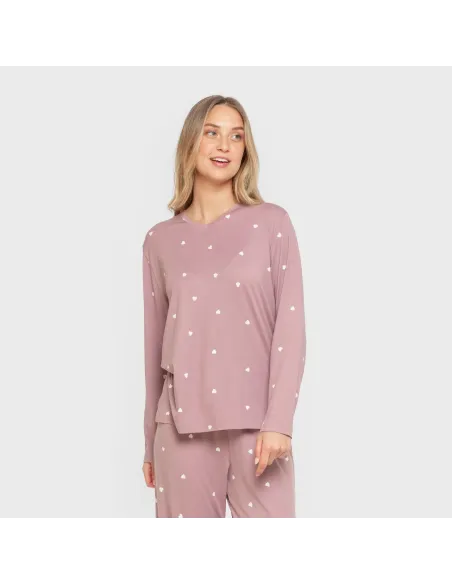 Pijama mulher soft Choer beringela seco pijamas-compridos-de-mulher