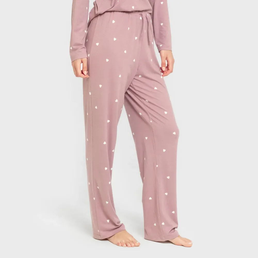 Pijama mulher soft Choer beringela seco pijamas-compridos-de-mulher