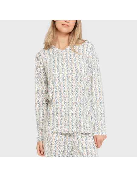 Pijama mulher soft Eloina água marinha pijamas-compridos-de-mulher