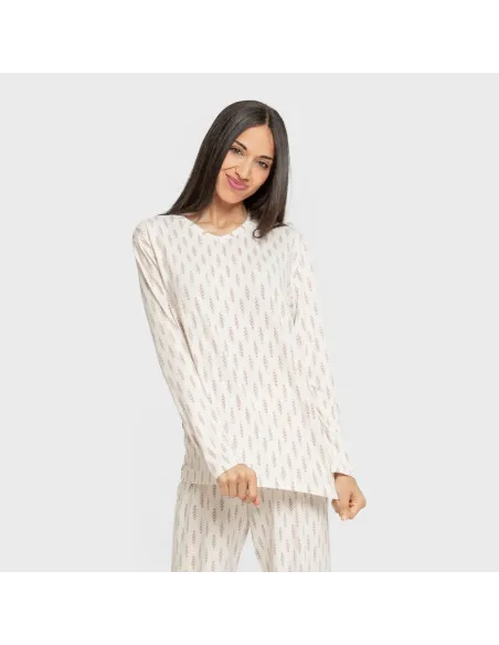 Pijama mulher soft Espiga beringela pijamas-compridos-de-mulher