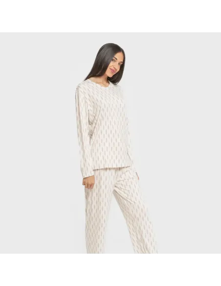 Pijama mulher soft Espiga beringela pijamas-compridos-de-mulher