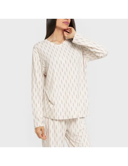 Pijama mulher soft Espiga beringela pijamas-compridos-de-mulher