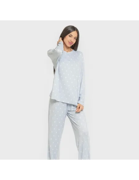 Pijama mulher soft Baby celeste pijamas-compridos-de-mulher