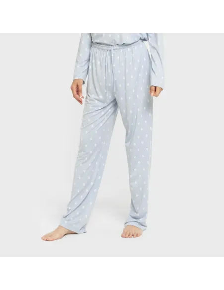 Pijama mulher soft Baby celeste pijamas-compridos-de-mulher