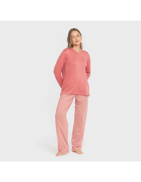 Pijama mulher soft Leonor marsala pijamas-compridos-de-mulher