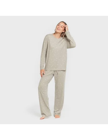 Pijama mulher soft Ambarina verde caça pijamas-compridos-de-mulher