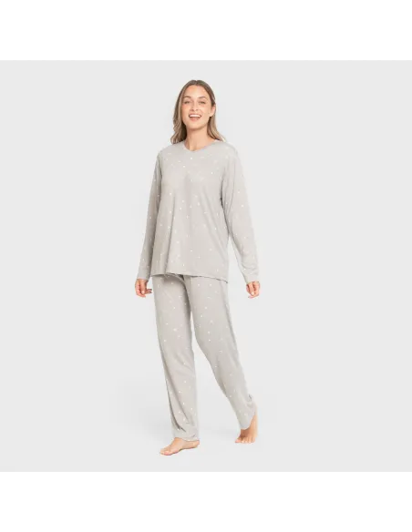 Pijama mulher soft Ambarina cinza pijamas-compridos-de-mulher
