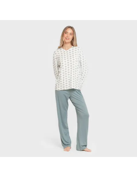 Pijama mulher soft Joy água marinha pijamas-compridos-de-mulher