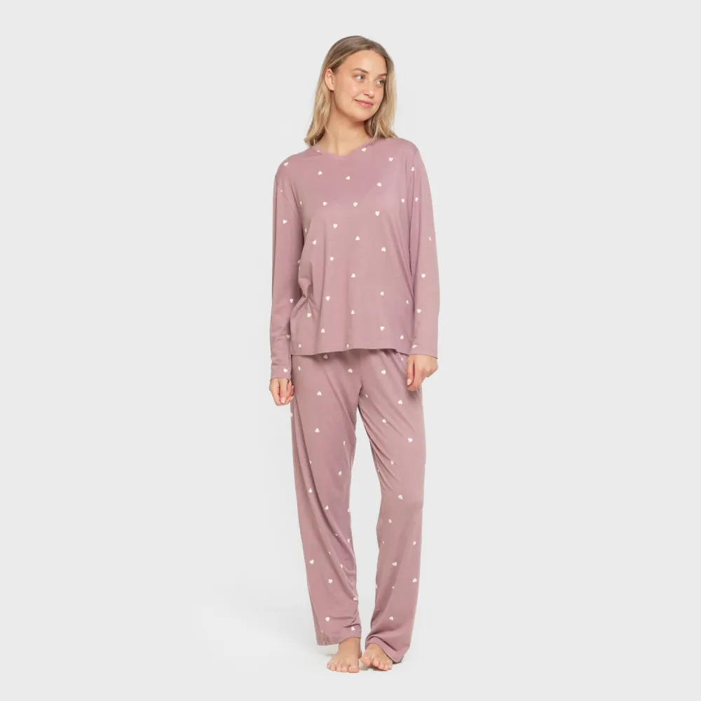 Pijama mulher soft Choer beringela seco pijamas-compridos-de-mulher