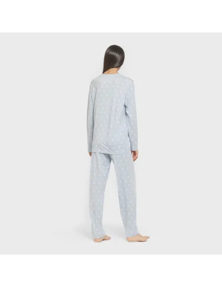 Pijama mulher soft Baby celeste pijamas-compridos-de-mulher
