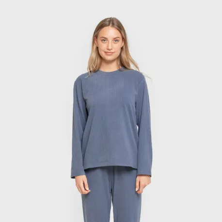 Pijama canelado Raya ancha roupa-para-estar-por-casa