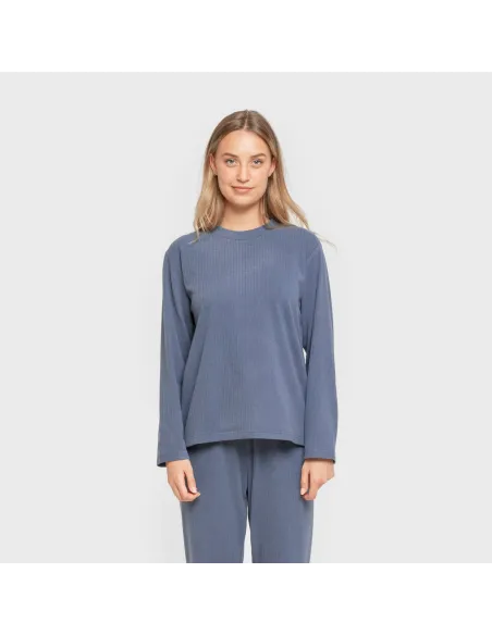 Pijama canelado Raya ancha roupa-para-estar-por-casa