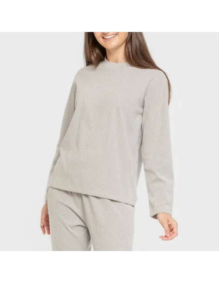 Pijama canelado Raya ancha roupa-para-estar-por-casa