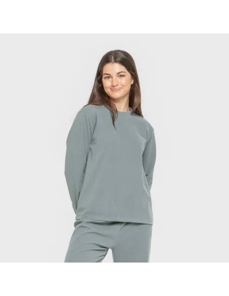 Pijama canelado Raya ancha roupa-para-estar-por-casa