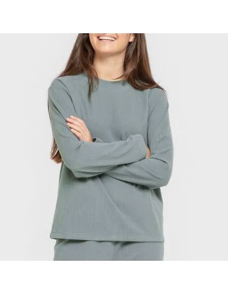 Pijama canelado Raya ancha roupa-para-estar-por-casa