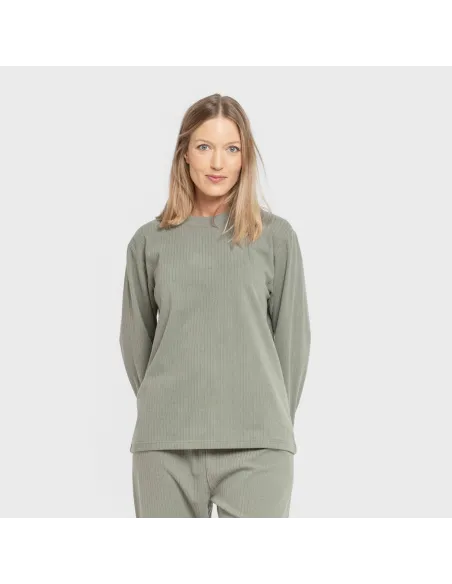 Pijama canelado Raya ancha roupa-para-estar-por-casa