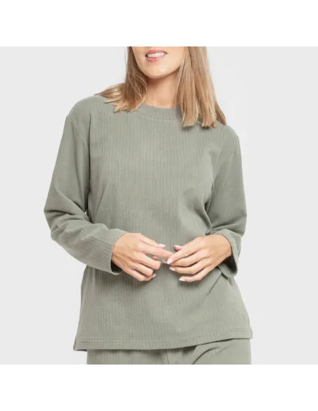 Pijama canelado Raya ancha roupa-para-estar-por-casa