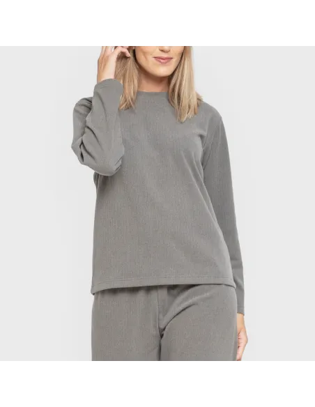Pijama canelado Raya ancha roupa-para-estar-por-casa