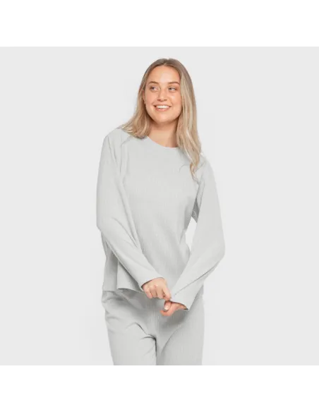 Pijama canelado Raya ancha roupa-para-estar-por-casa