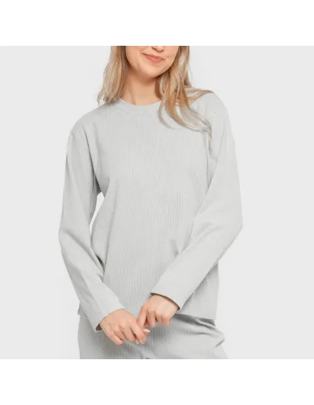 Pijama canelado Raya ancha roupa-para-estar-por-casa